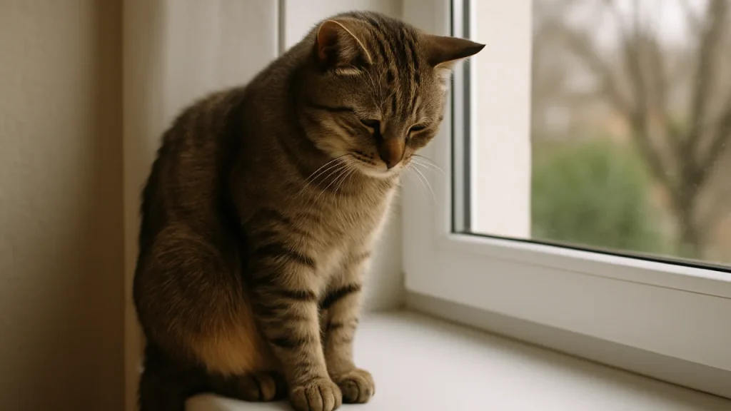 Kot z objawami depresji – smutny, apatyczny, siedzi w ciszy