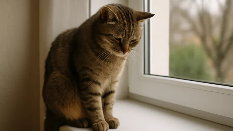 Kot z objawami depresji – smutny, apatyczny, siedzi w ciszy