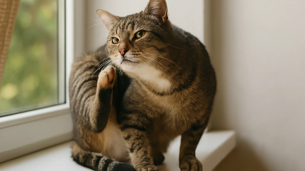 Kot z objawami pasożytów – niepokój i drapanie się